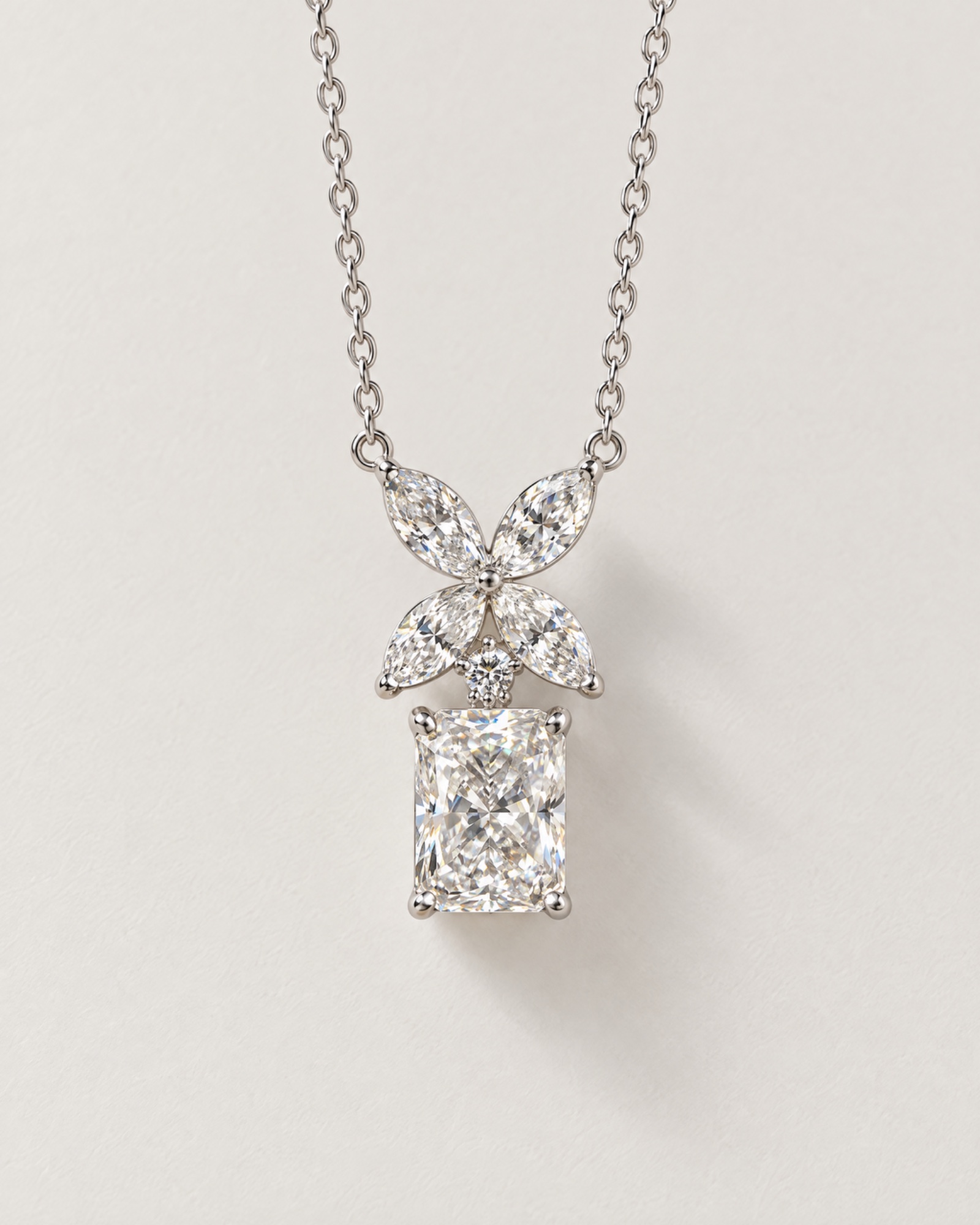 Radiant Pendant 1.66ctw 14K White Gold Pendant