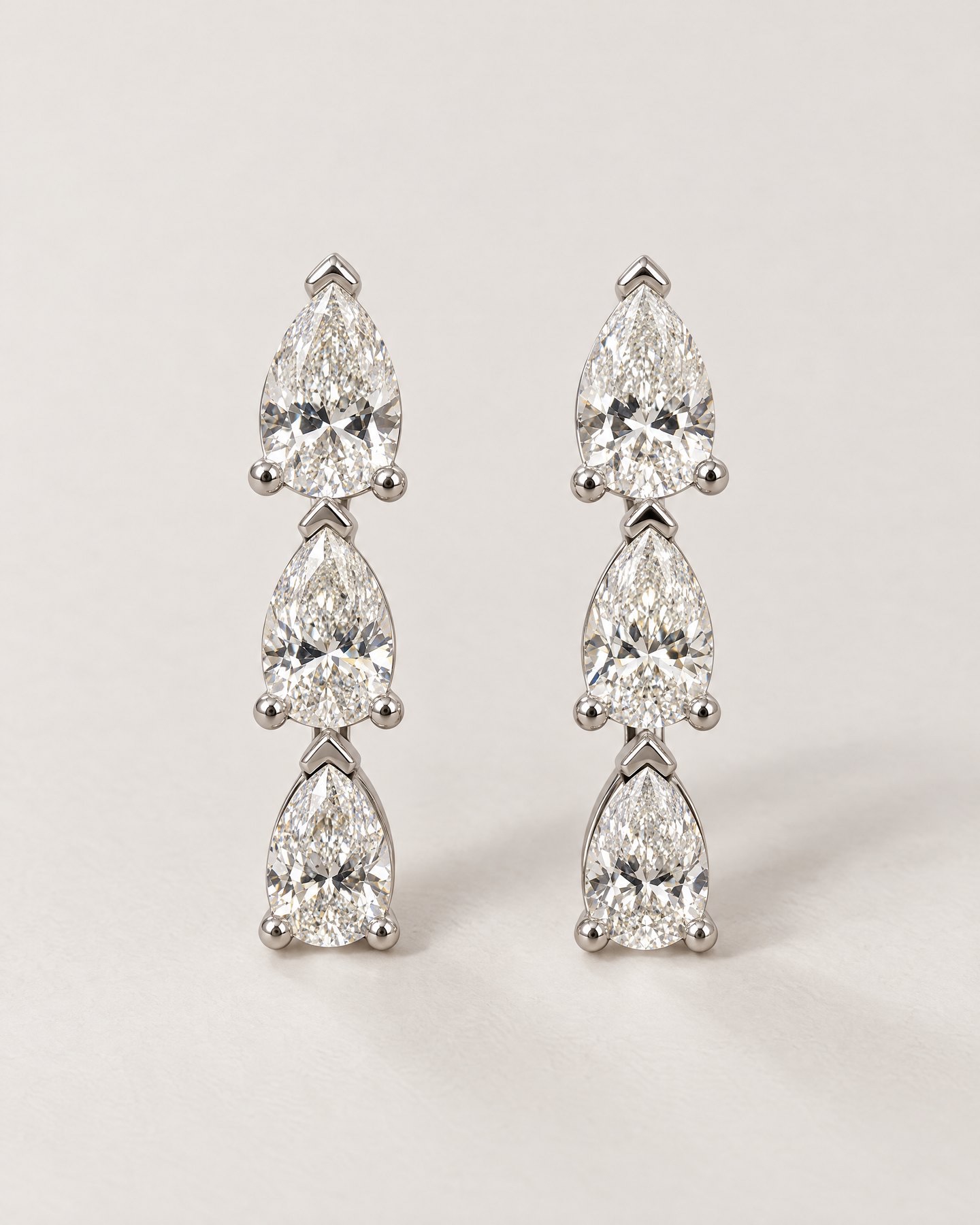 Pear Strand Earrings 1.83ctw 14k White Gold